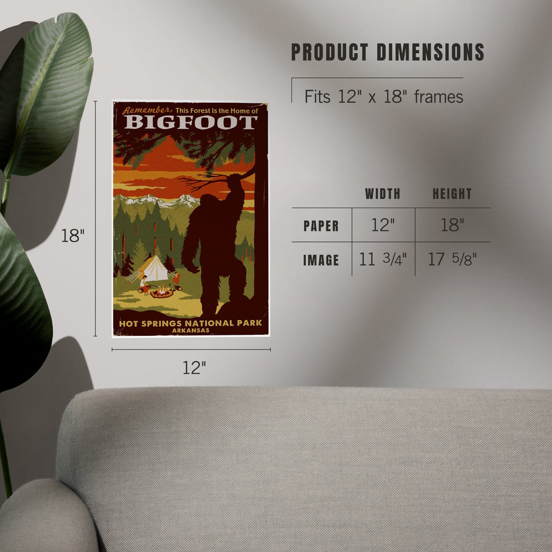 Hot Springs National Park, Arkansas, Home of Bigfoot, Mountains, Art & Giclee Prints Art Lantern Press