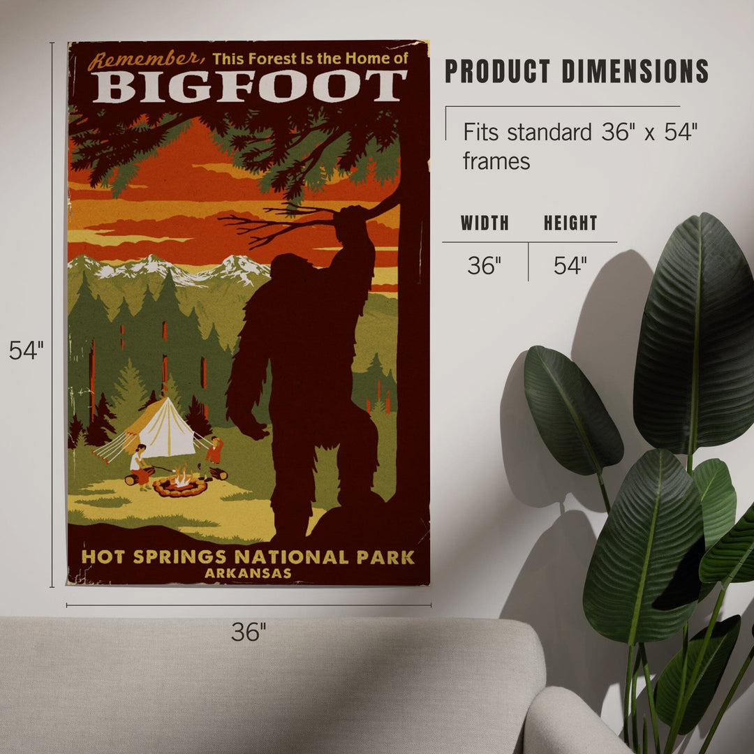 Hot Springs National Park, Arkansas, Home of Bigfoot, Mountains, Art & Giclee Prints Art Lantern Press