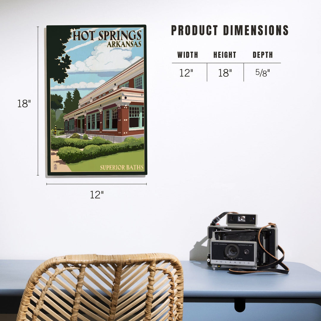 Hot Springs National Park, Arkansas, Superior Baths, Lantern Press Artwork, Wood Signs and Postcards - Lantern Press