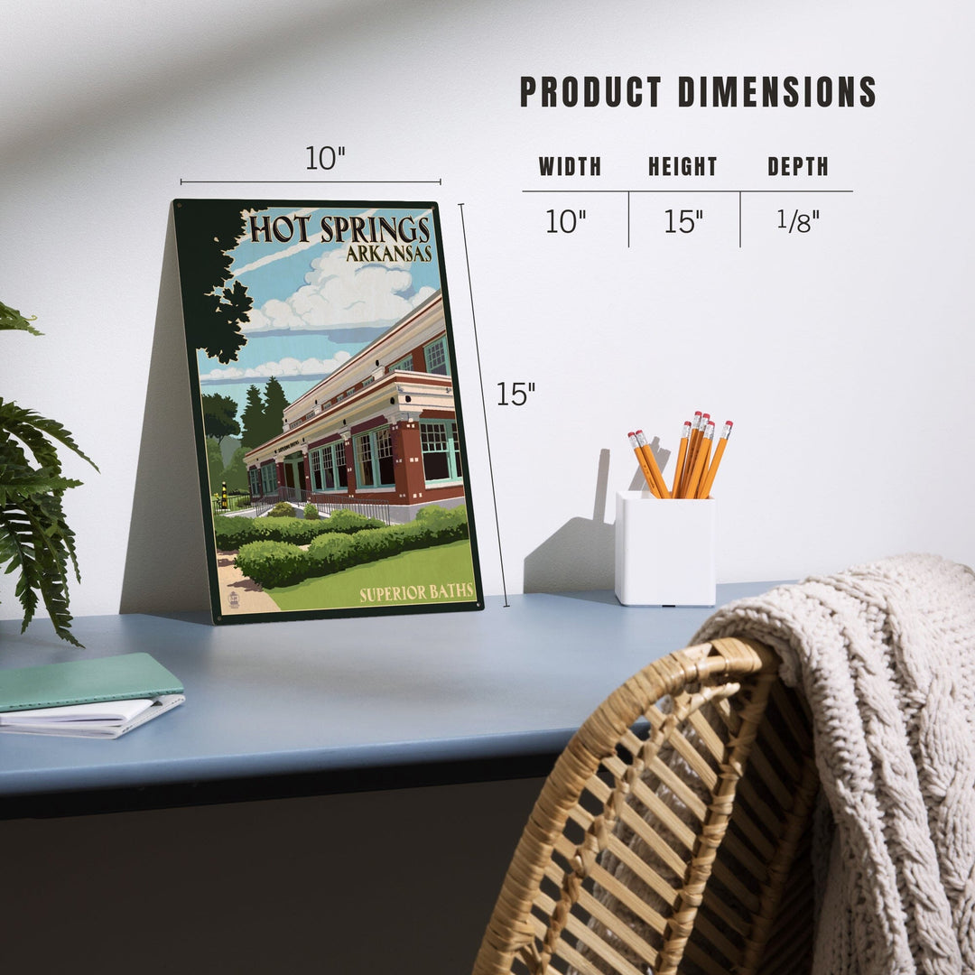 Hot Springs National Park, Arkansas, Superior Baths, Lantern Press Artwork, Wood Signs and Postcards - Lantern Press