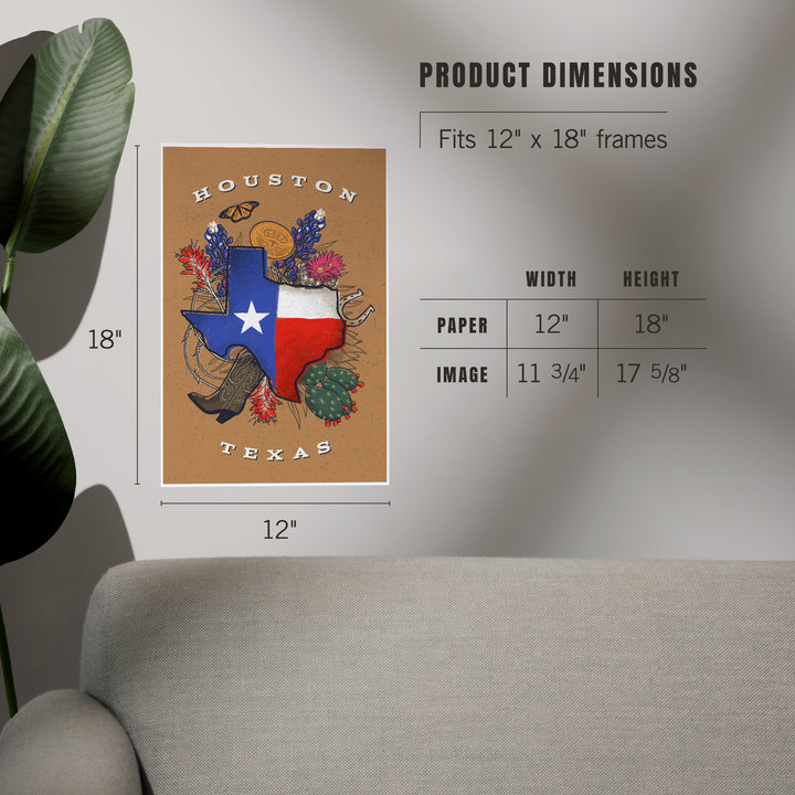 Houston, Texas, State Treasure Trove, State Series, Art & Giclee Prints Art Lantern Press
