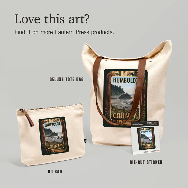 Humboldt County, California, Redwoods, Beach Inset, Contour, Vinyl Sticker Sticker Lantern Press
