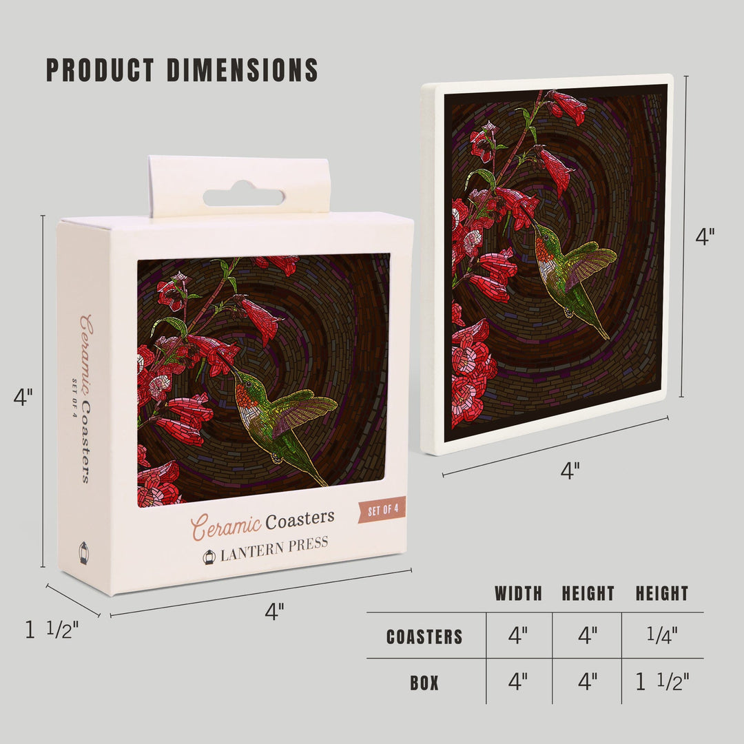 Hummingbird, Paper Mosaic, Coasters Coasters Lantern Press