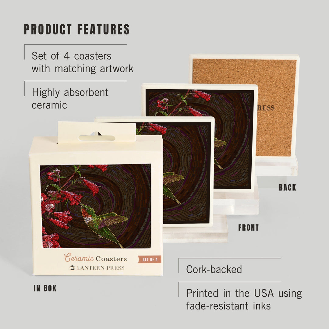 Hummingbird, Paper Mosaic, Coasters Coasters Lantern Press