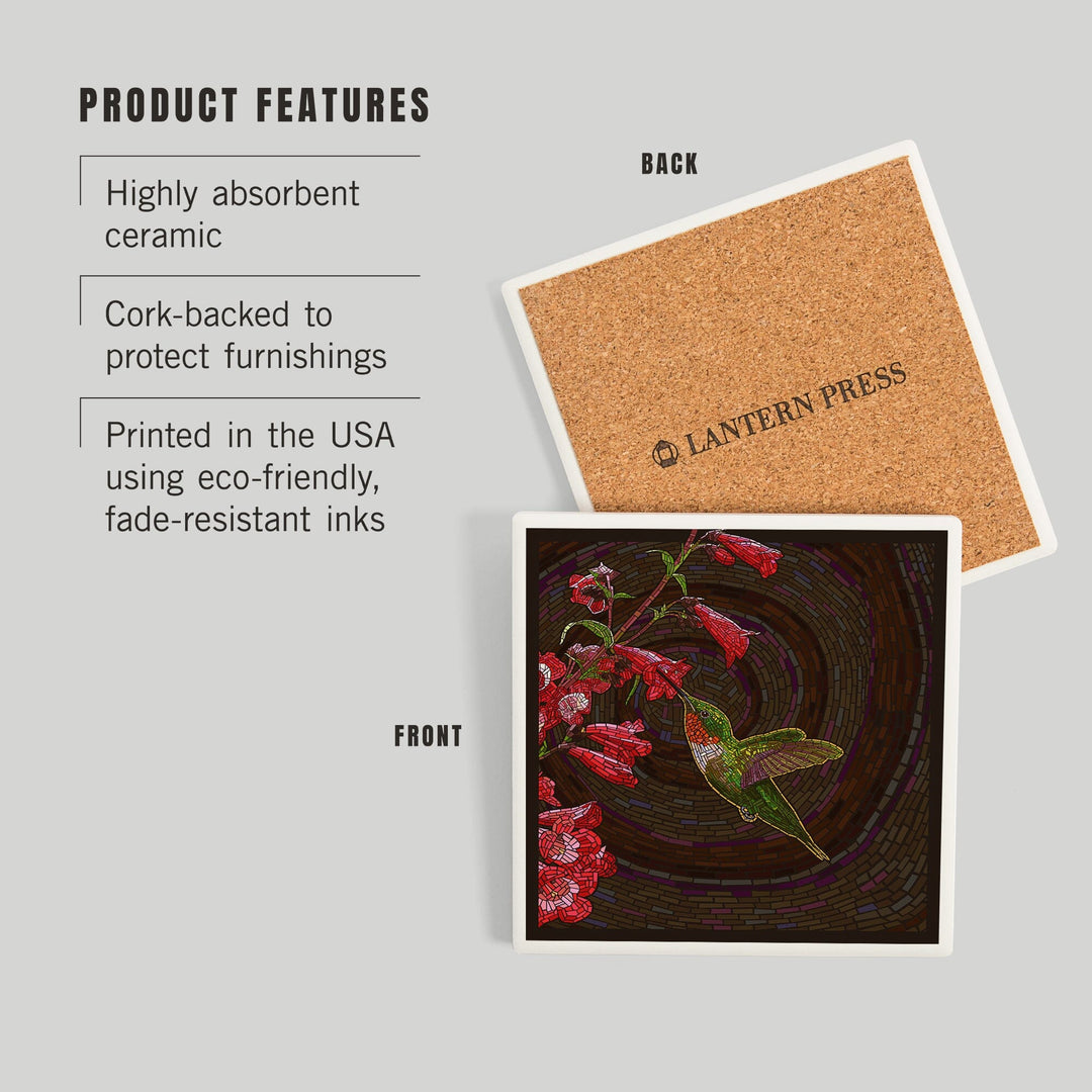 Hummingbird, Paper Mosaic, Coasters Coasters Lantern Press