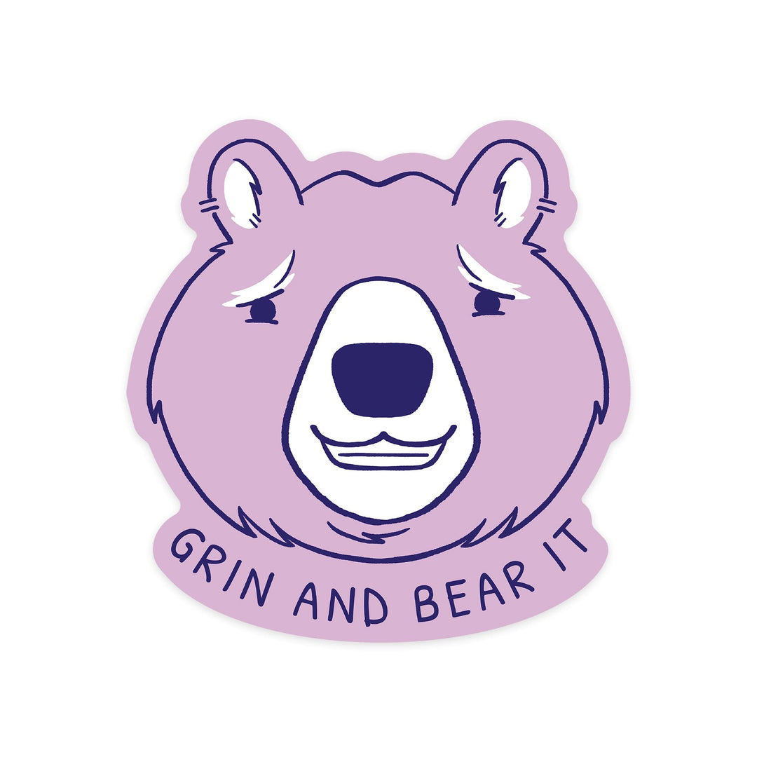 Humorous Animals Collection, Bear, Grin And Bear It, Contour, Vinyl Sticker - Lantern Press