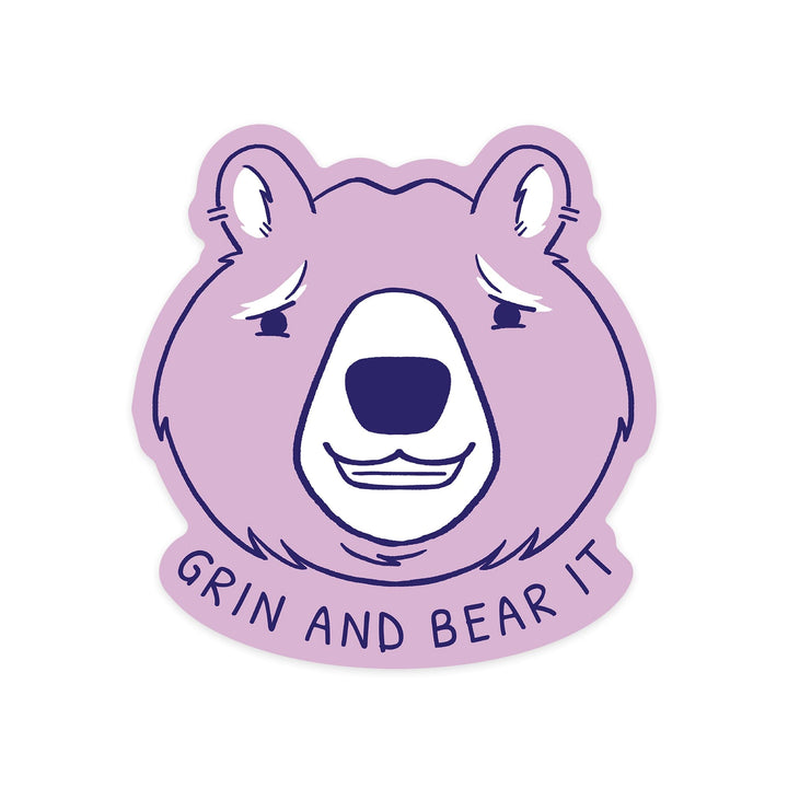 Humorous Animals Collection, Bear, Grin And Bear It, Contour, Vinyl Sticker - Lantern Press