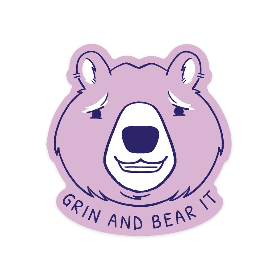 Humorous Animals Collection, Bear, Grin And Bear It, Contour, Vinyl Sticker - Lantern Press