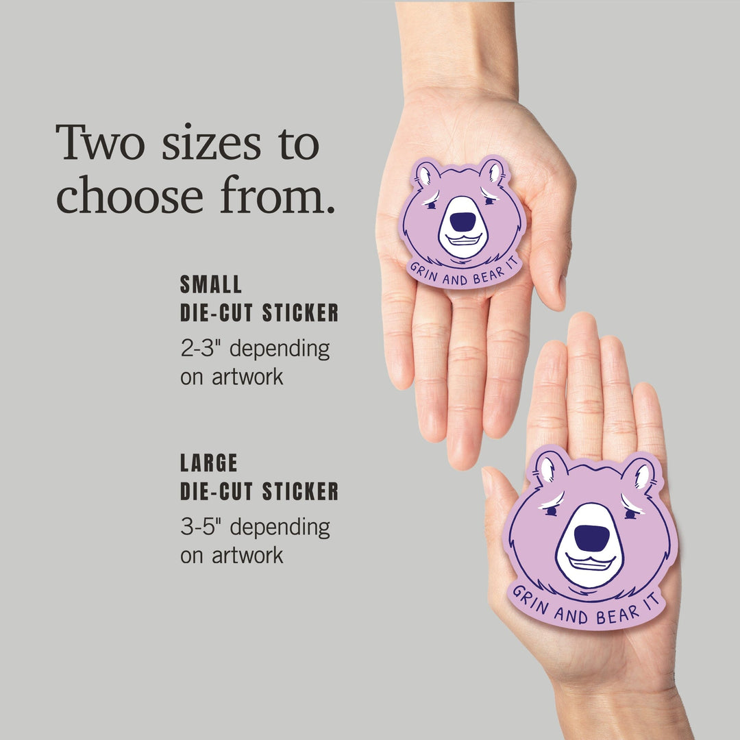 Humorous Animals Collection, Bear, Grin And Bear It, Contour, Vinyl Sticker - Lantern Press