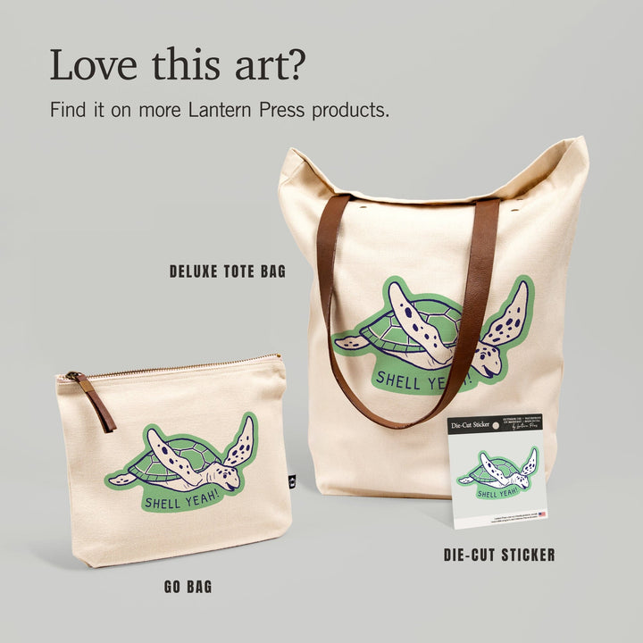 Humorous Animals Collection, Turtle, Shell Yeah, Contour, Vinyl Sticker - Lantern Press