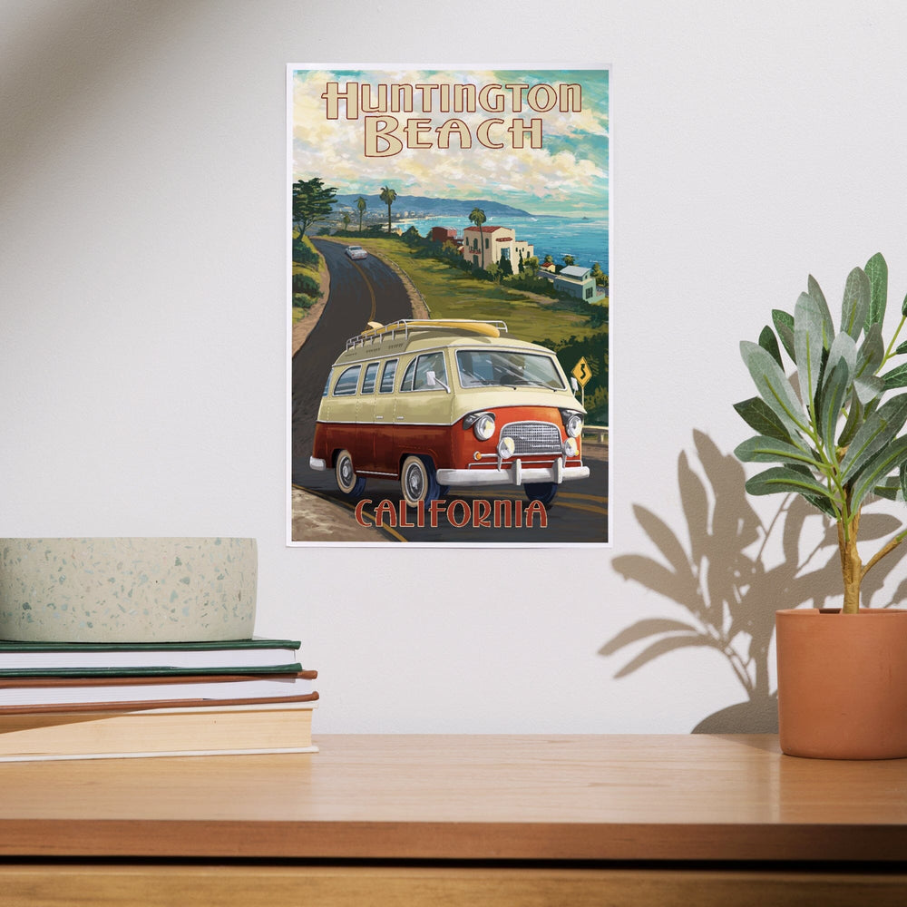 Huntington Beach, California, Camper Van, Art & Giclee Prints - Lantern Press