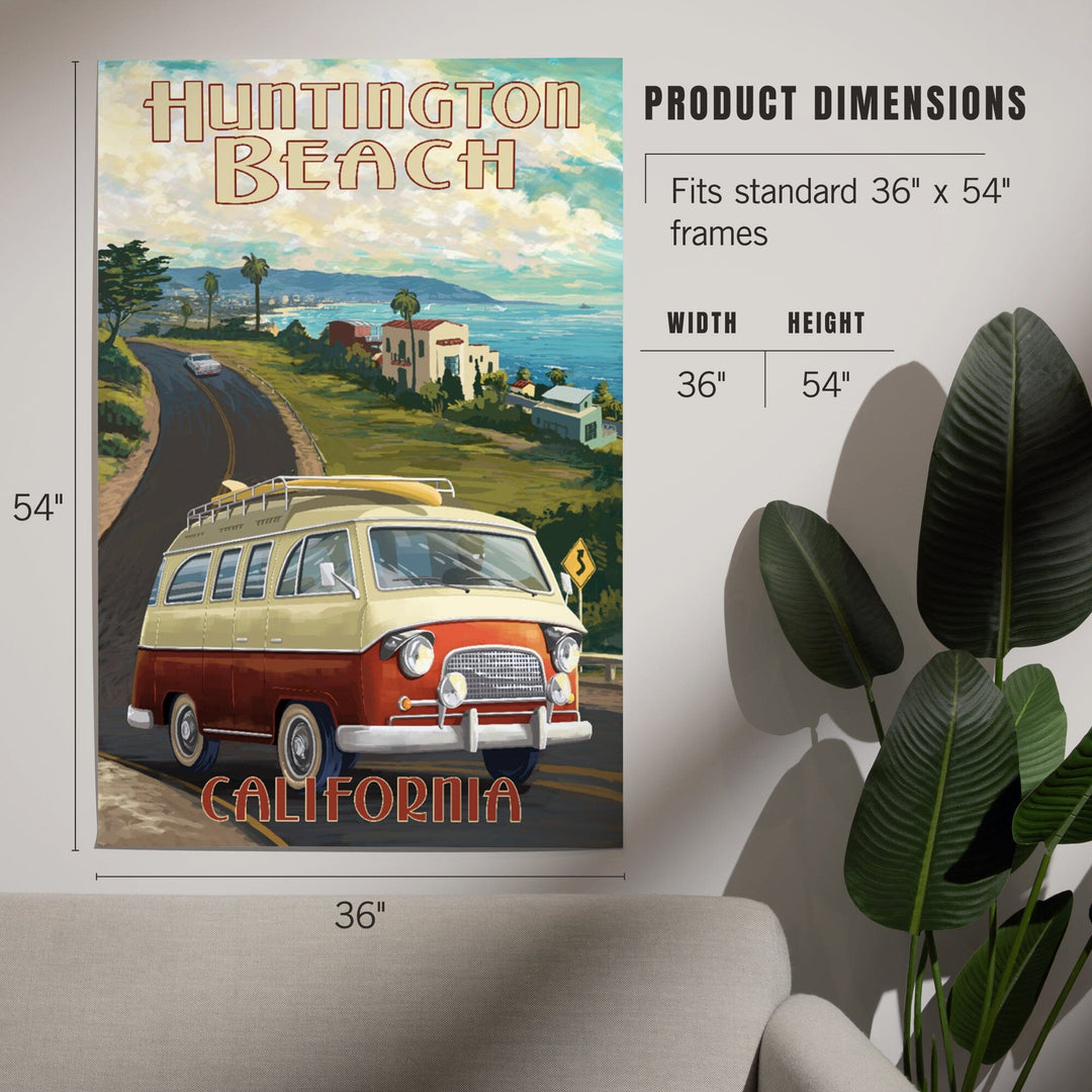Huntington Beach, California, Camper Van, Art & Giclee Prints - Lantern Press