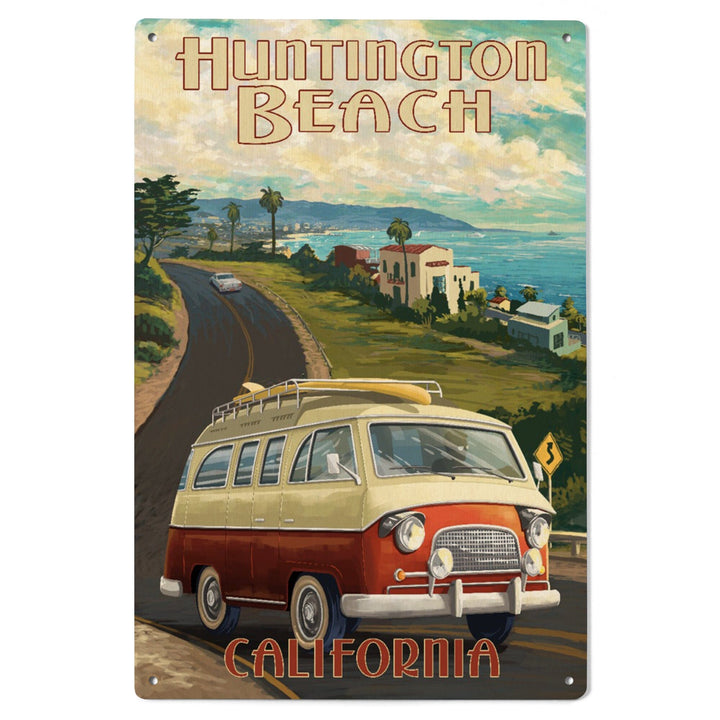 Huntington Beach, California, Camper Van, Lantern Press Artwork, Wood Signs and Postcards - Lantern Press