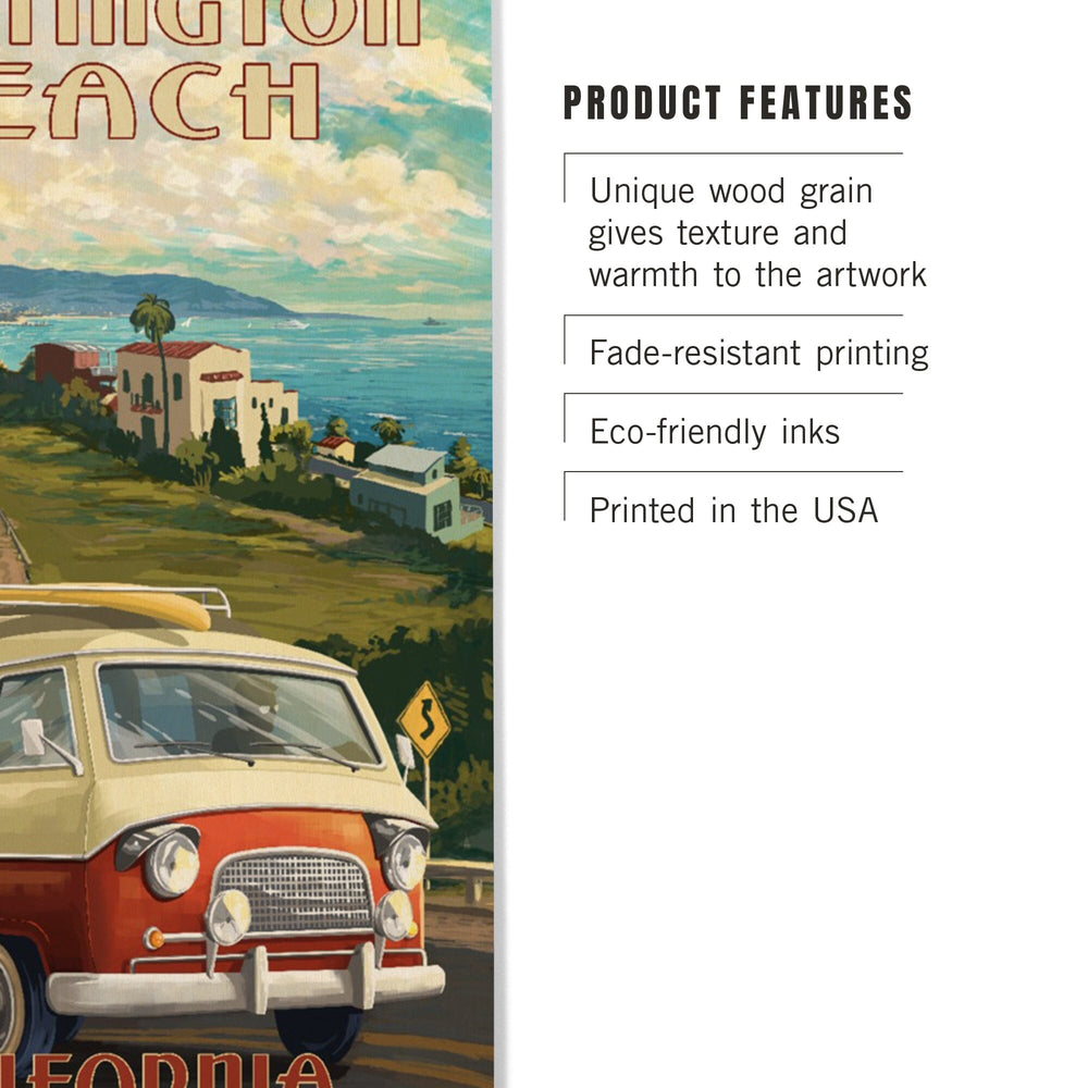 Huntington Beach, California, Camper Van, Lantern Press Artwork, Wood Signs and Postcards - Lantern Press