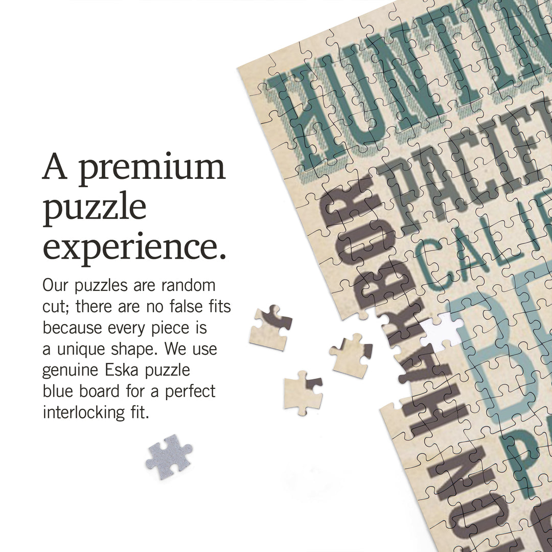 Huntington Beach, California, Typography, Jigsaw Puzzle Puzzle Lantern Press