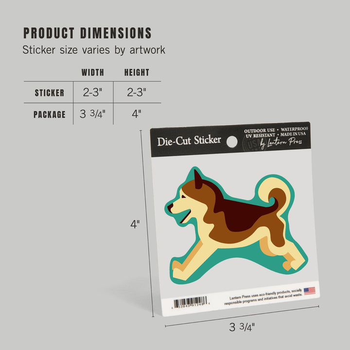 Husky, Geometric, Contour, Lantern Press Artwork, Vinyl Sticker - Lantern Press