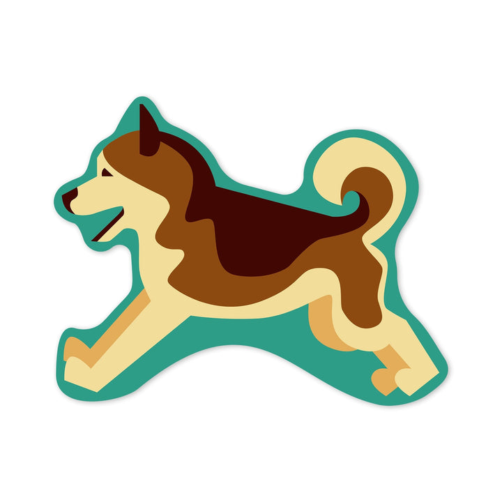 Husky, Geometric, Contour, Lantern Press Artwork, Vinyl Sticker - Lantern Press