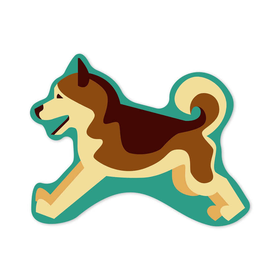 Husky, Geometric, Contour, Lantern Press Artwork, Vinyl Sticker - Lantern Press