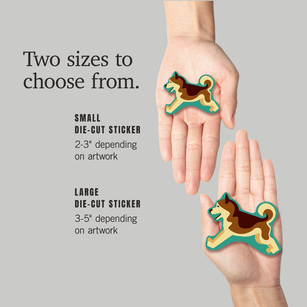 Husky, Geometric, Contour, Lantern Press Artwork, Vinyl Sticker - Lantern Press