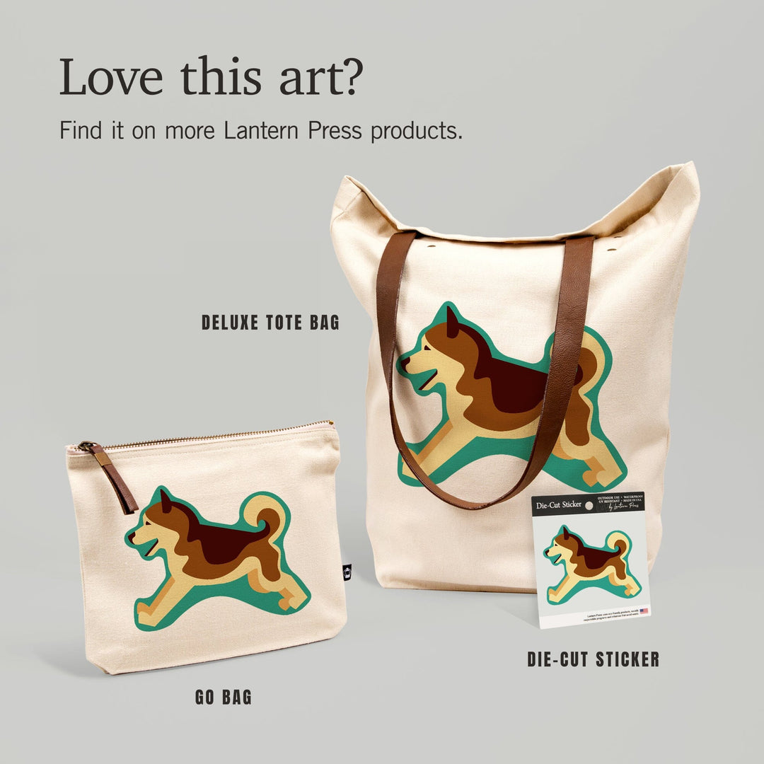 Husky, Geometric, Contour, Lantern Press Artwork, Vinyl Sticker - Lantern Press