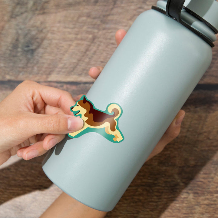 Husky, Geometric, Contour, Lantern Press Artwork, Vinyl Sticker - Lantern Press