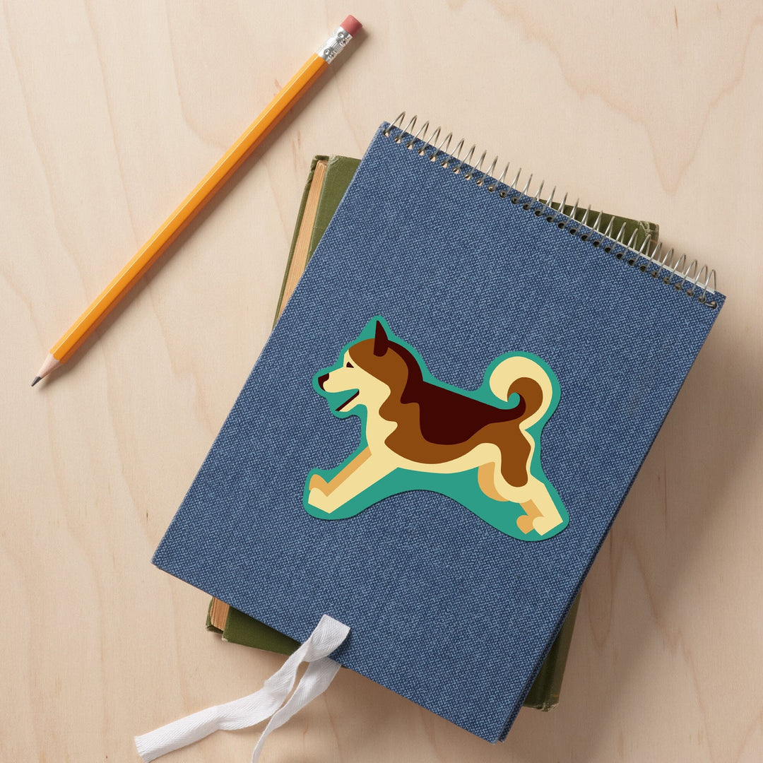 Husky, Geometric, Contour, Lantern Press Artwork, Vinyl Sticker - Lantern Press