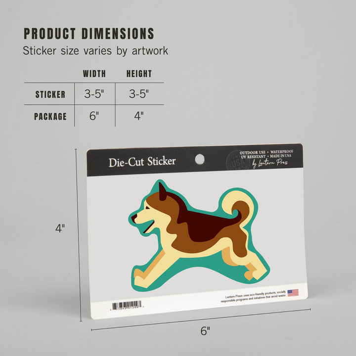 Husky, Geometric, Contour, Lantern Press Artwork, Vinyl Sticker - Lantern Press