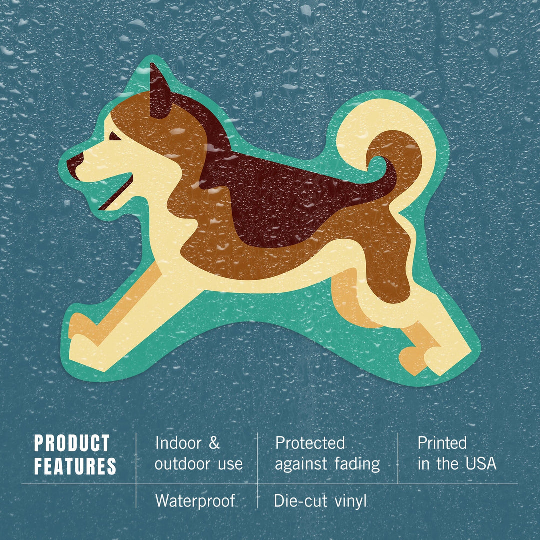 Husky, Geometric, Contour, Lantern Press Artwork, Vinyl Sticker - Lantern Press