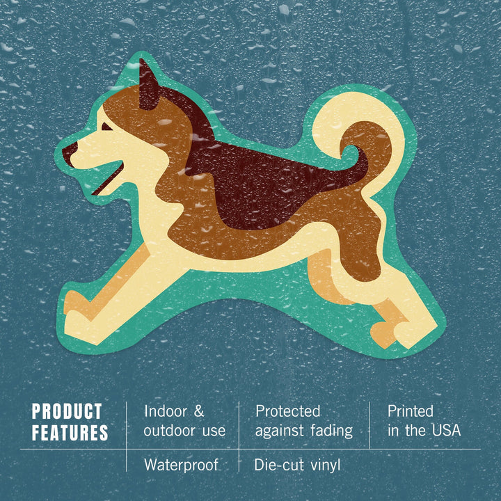Husky, Geometric, Contour, Lantern Press Artwork, Vinyl Sticker - Lantern Press