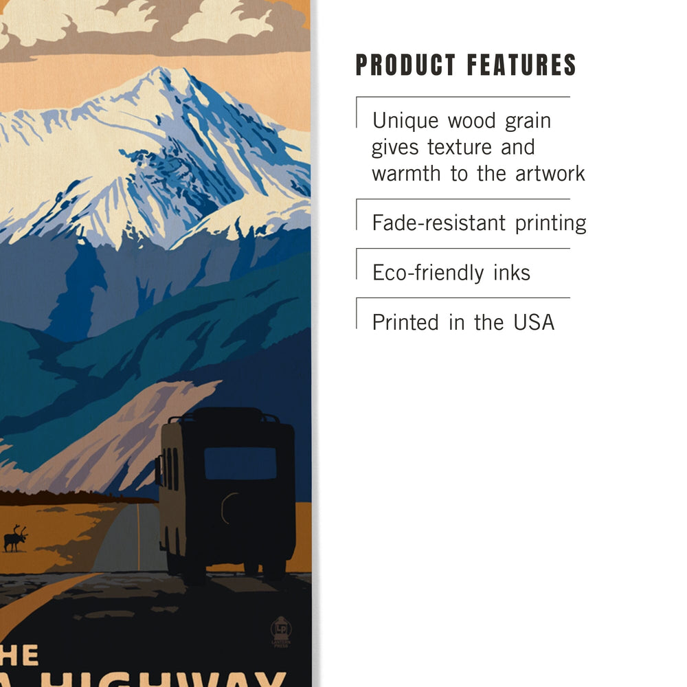 I drove the Alaska Highway, Lantern Press Artwork, Wood Signs and Postcards - Lantern Press