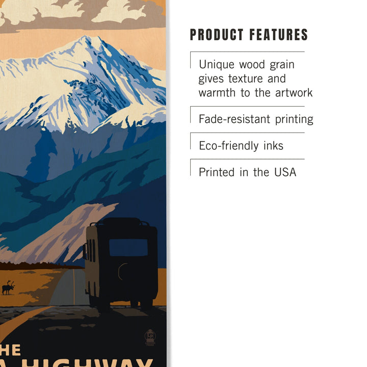 I drove the Alaska Highway, Lantern Press Artwork, Wood Signs and Postcards - Lantern Press