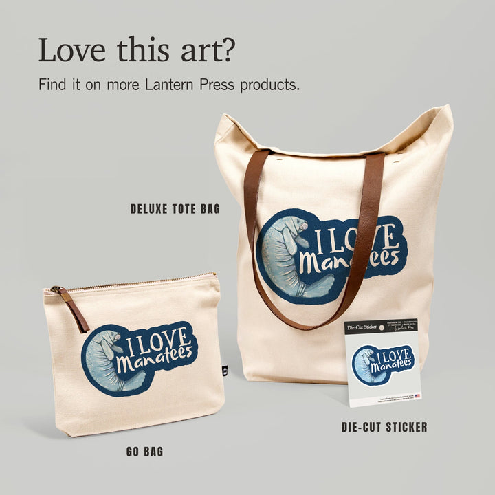 I Love Manatees, Contour, Vinyl Sticker Sticker Lantern Press