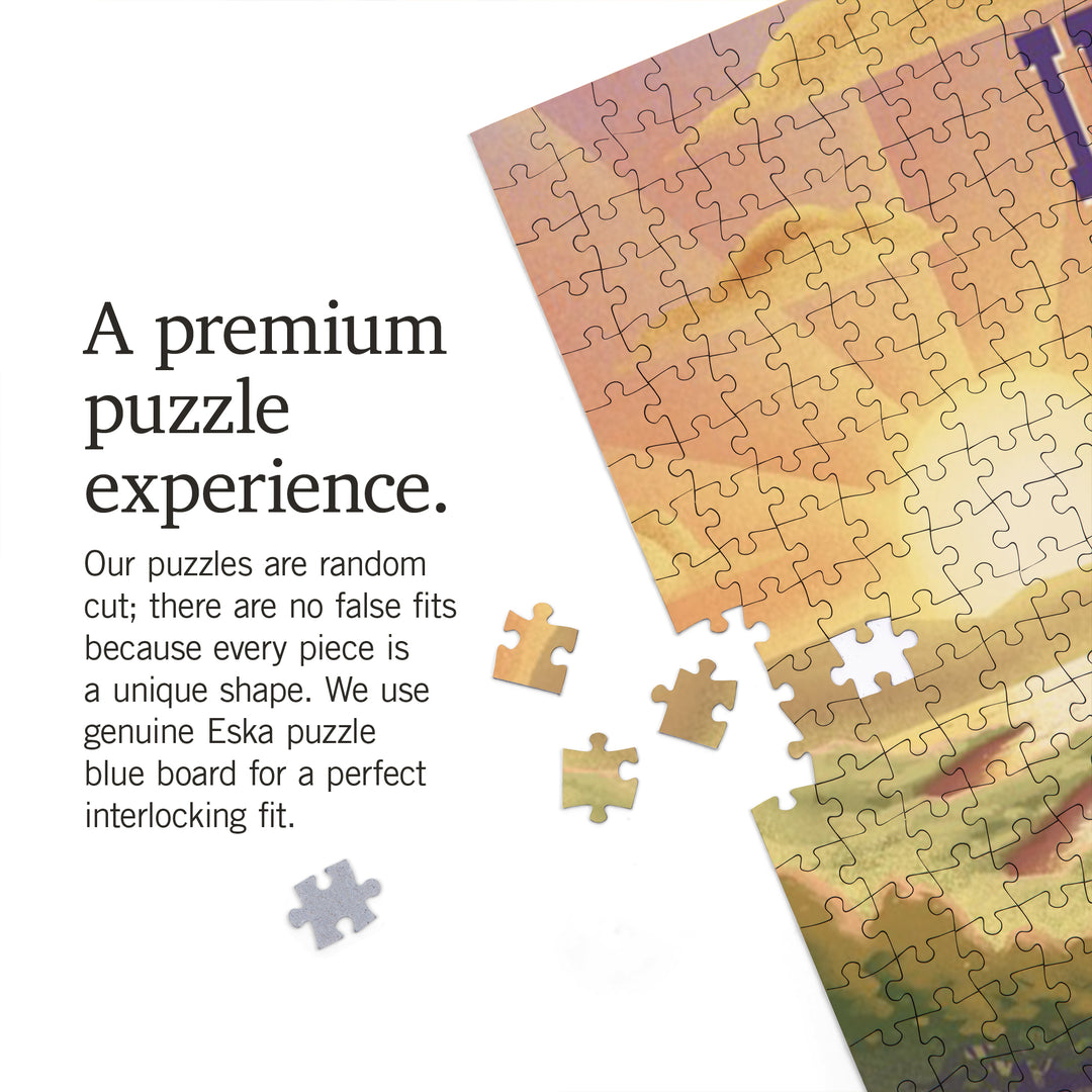 Idaho, Lithograph, Bear and Spring Flowers, Lake, Jigsaw Puzzle Puzzle Lantern Press