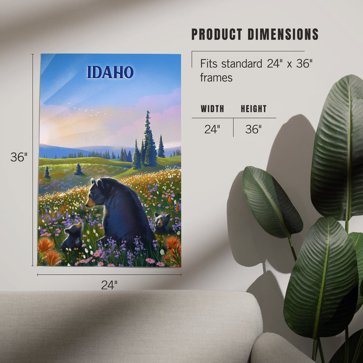 Idaho, Lithograph, Bear Family in Field, Art & Giclee Prints Art Lantern Press