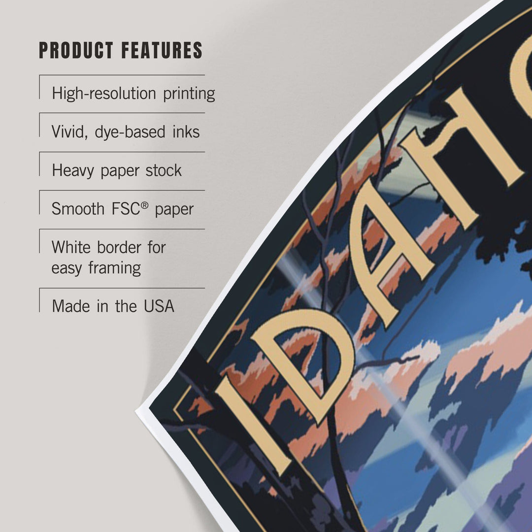 Idaho, Retro Camper and Mountains, Art & Giclee Prints - Lantern Press