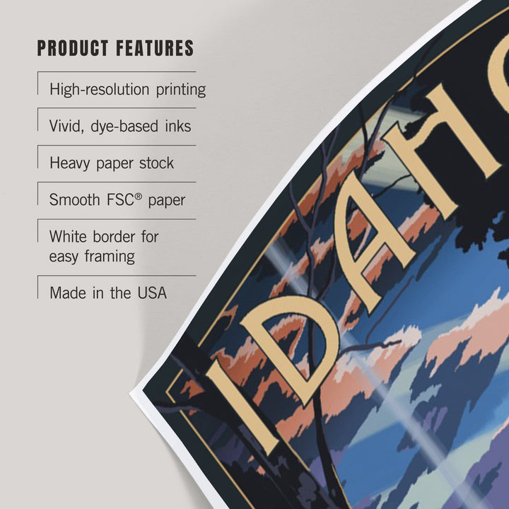 Idaho, Retro Camper and Mountains, Art & Giclee Prints - Lantern Press