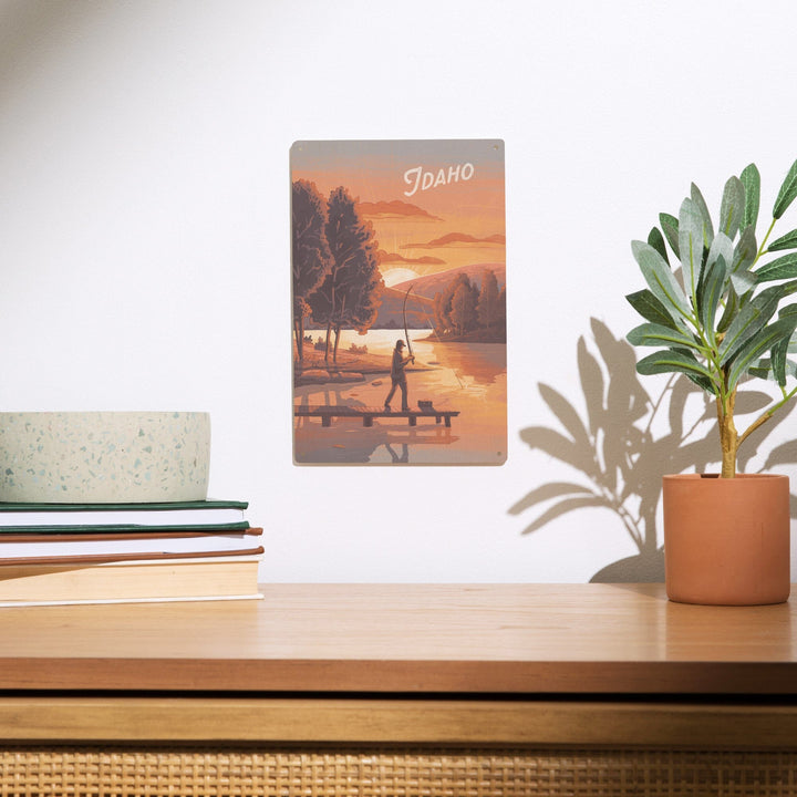 Idaho, This is Living, Fishing with Hills, Wood Signs and Postcards Wood Lantern Press