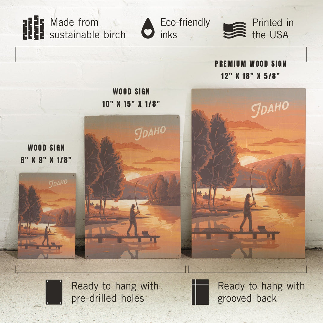 Idaho, This is Living, Fishing with Hills, Wood Signs and Postcards Wood Lantern Press