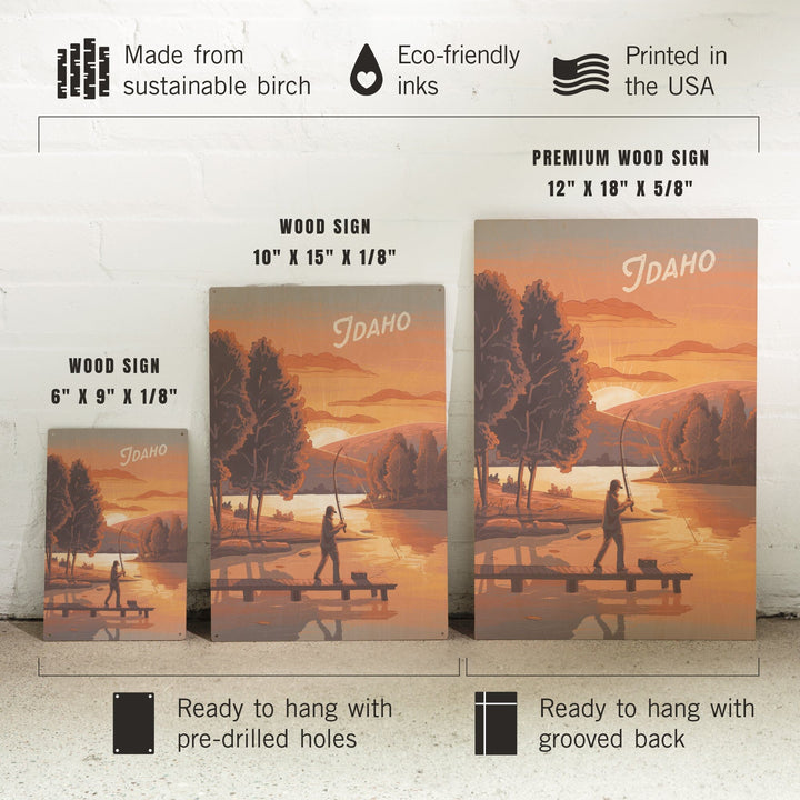 Idaho, This is Living, Fishing with Hills, Wood Signs and Postcards Wood Lantern Press