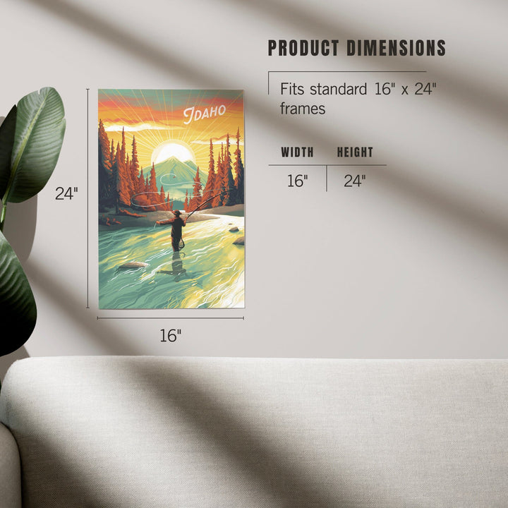 Idaho, This is Living, Fishing with Mountain, Art & Giclee Prints Art Lantern Press