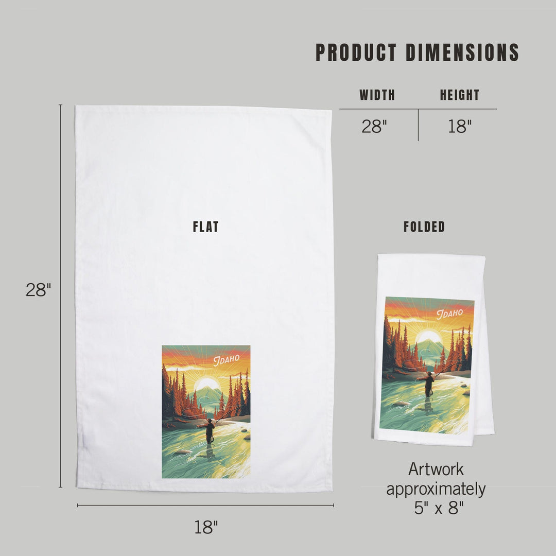 Idaho, This is Living, Fishing with Mountain, Organic Cotton Kitchen Tea Towels Kitchen Lantern Press