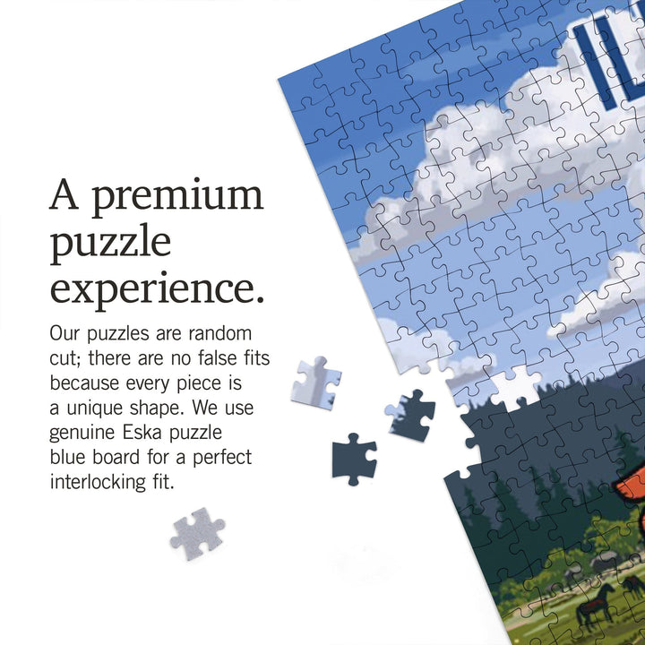 Illinois, Signpost, Meadow, Jigsaw Puzzle Puzzle Lantern Press