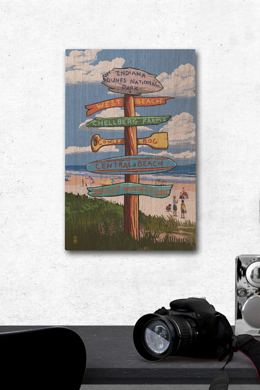 Indiana Dunes National Park, Indiana, Beach Destination Signpost, Lantern Press Artwork, Wood Signs and Postcards - Lantern Press