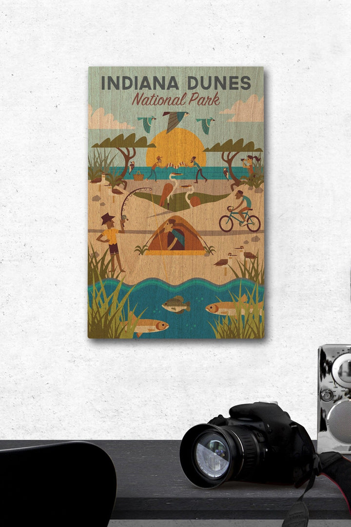 Indiana Dunes National Park, Indiana, Geometric National Park Series, Lantern Press Artwork, Wood Signs and Postcards - Lantern Press