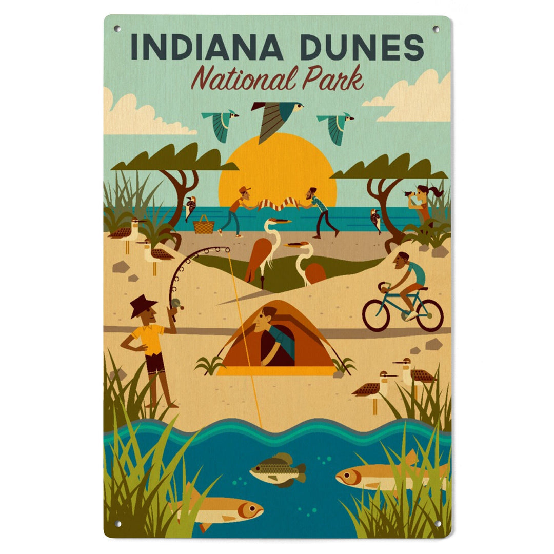 Indiana Dunes National Park, Indiana, Geometric National Park Series, Lantern Press Artwork, Wood Signs and Postcards - Lantern Press