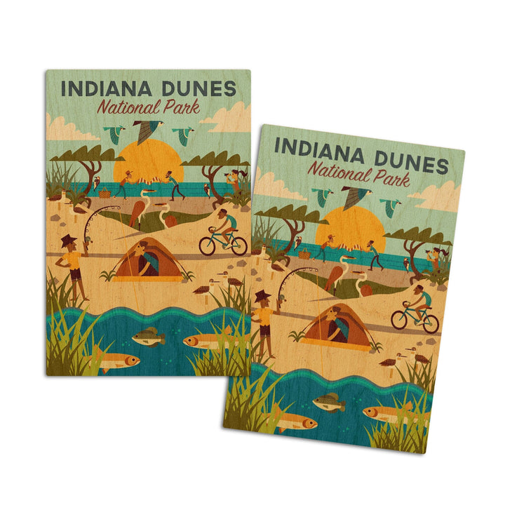 Indiana Dunes National Park, Indiana, Geometric National Park Series, Lantern Press Artwork, Wood Signs and Postcards - Lantern Press