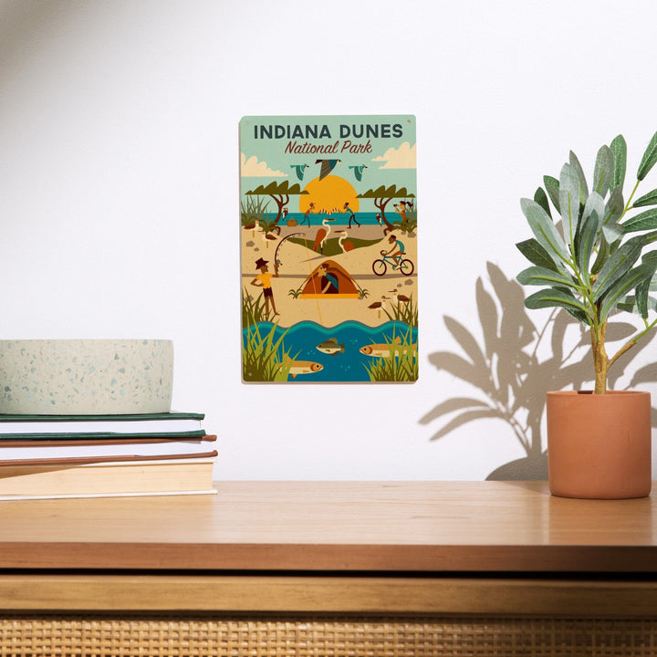 Indiana Dunes National Park, Indiana, Geometric National Park Series, Lantern Press Artwork, Wood Signs and Postcards - Lantern Press