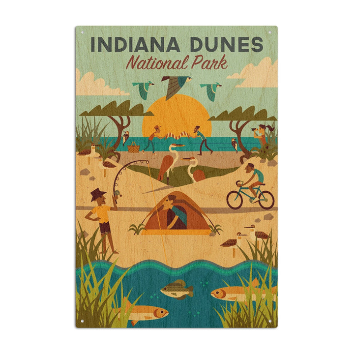 Indiana Dunes National Park, Indiana, Geometric National Park Series, Lantern Press Artwork, Wood Signs and Postcards - Lantern Press