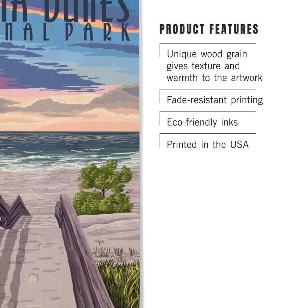 Indiana Dunes National Park, Lake Michigan, Beach Boardwalk Scene, Lantern Press Artwork, Wood Signs and Postcards - Lantern Press