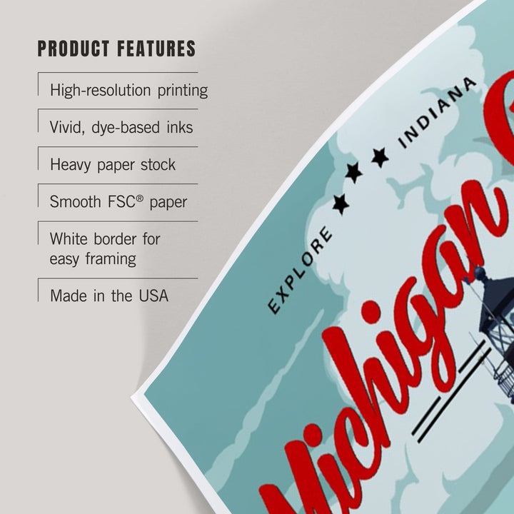 Indiana, Michigan City Lighthouse and Pier, Art & Giclee Prints - Lantern Press